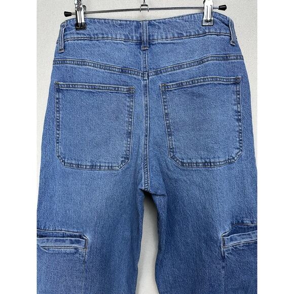 Women’s Denim Barrel Leg Jeans And Now This Sz 6 Tapered Medium Rise Cargo - Picture 14 of 16